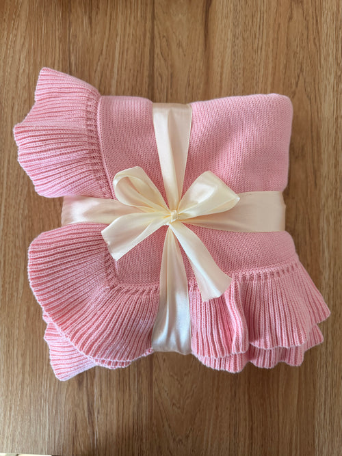 Pink Ruffle Knit Blanket
